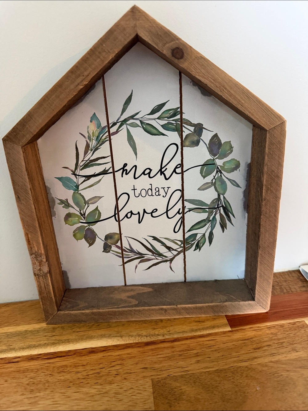Make Today Lovely Framed Wood Wall Art - Green Wreath